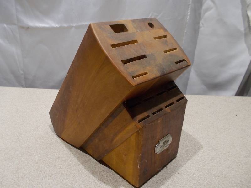 Vintage Wooden Kitchen Knife Block Organizer