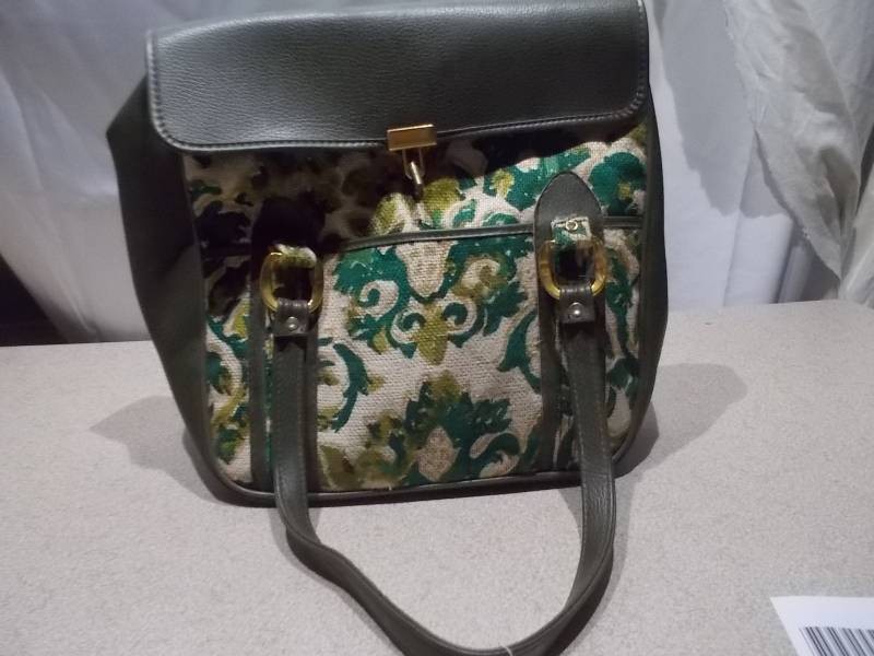 Retro Multi-Color Floral Tapestry Handbag with Dual Straps & Dark Trim