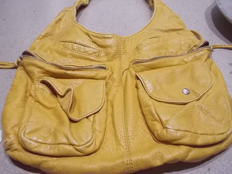 Vintage Mustard Yellow Slouchy Shoulder Bag with Front Cargo Pockets