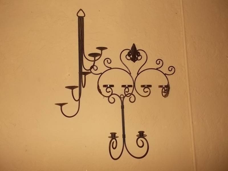 Assorted Wrought-Metal Scrollwork Wall Candle Sconces