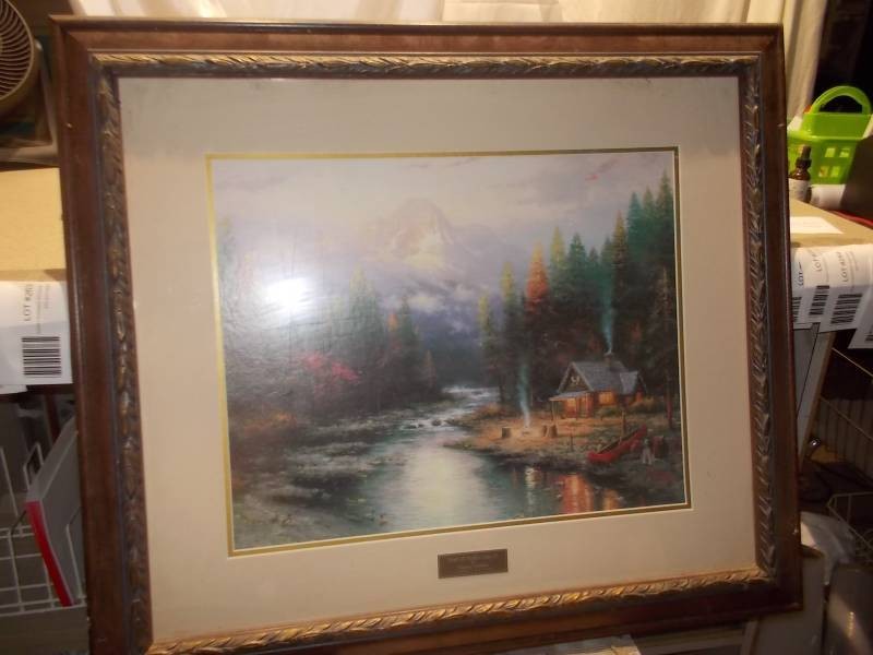 Framed Signed Landscape Art Print - End of Perfect Day by Thomas Kinkade