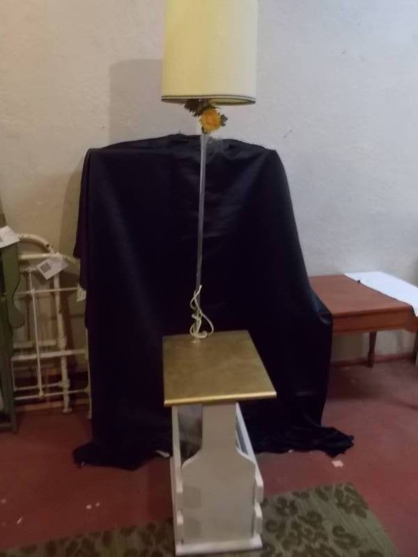 Vintage Floor Lamp Accent Table Combination with Magazine Rack Base