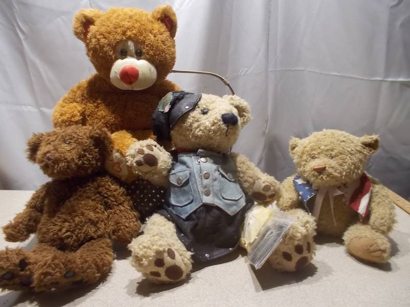 Vintage Harley-Davidson Plush Bear Lot - Biker Teddy Bears with Leather-Look Vests & Accessories