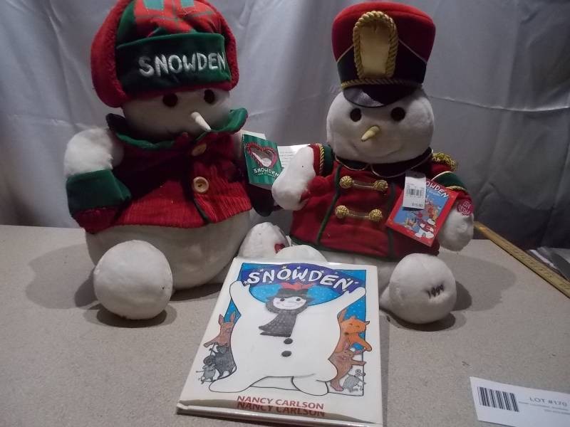 Vintage Daytons Snowden Snowman Plush Lot with Booklet & Outfit Accessories