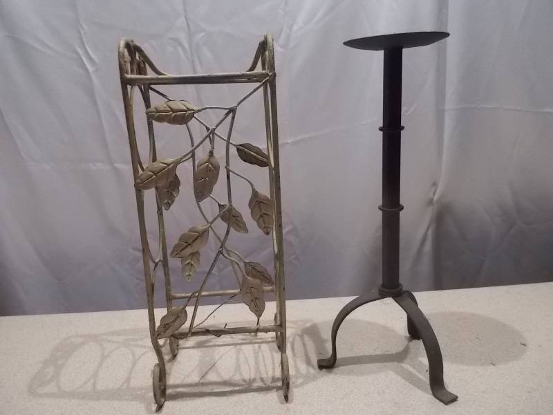Vintage Decorative Wrought Iron Plant Stand & Pedestal Candle Holder Lot