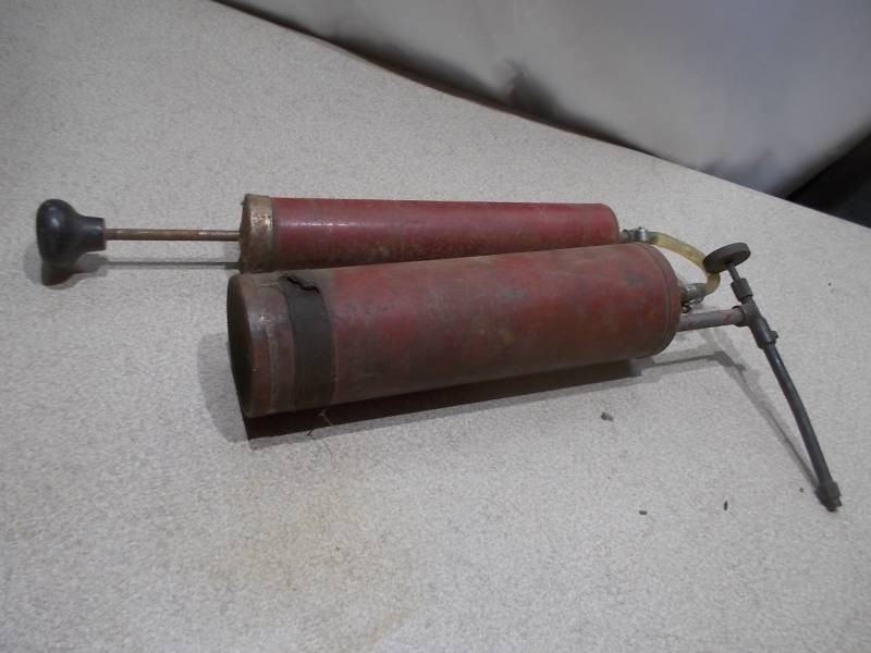 Vintage Red Lever-Action Grease Guns Lot