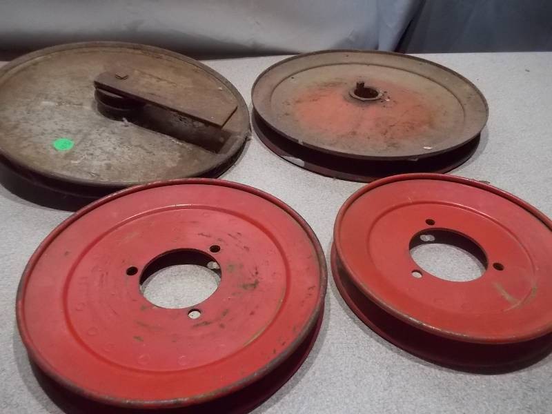 Vintage Cast Iron & Stamped Steel Belt Pulleys  Sheaves Lot