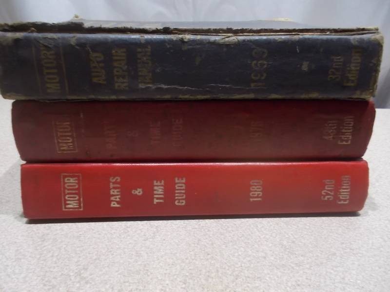 Vintage MOTORS Auto Repair Manual & Parts & Time Guides Lot (1969, 1976, 1980)