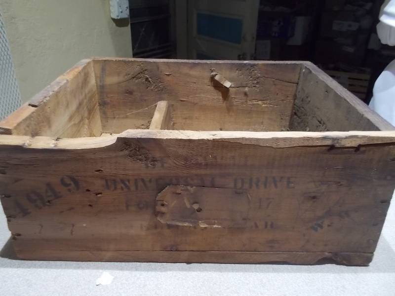 Vintage Wooden Storage Crate  Divided Box
