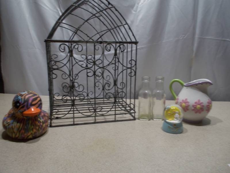 Assorted Decorative Tableware, Glassware & Birdcage Accent Lot