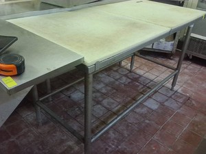 NSF STAINLESS STEEL TABLE WITH CUTTING BOARDS