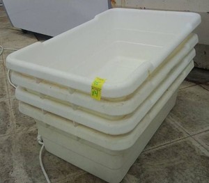 4 COMMERCIAL GRADE WHITE MEAT PROCESSING TUBS NO LIDS