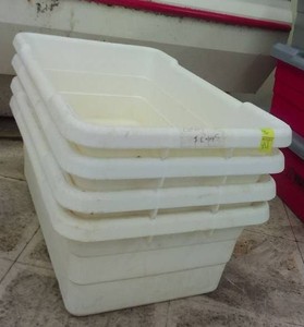 4 COMMERCIAL GRADE WHITE MEAT PROCESSING TUBS NO LIDS