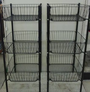 TWO VERY NICE BLACK METAL RACKS