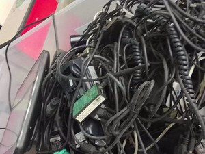 HUGE TOTE FULL OF MISC ELECTRONICS