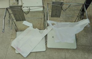 2 METAL BAG HOLDERS