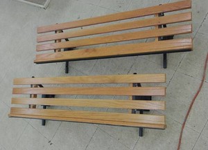 2 SLATTED WOODEN SHELVES