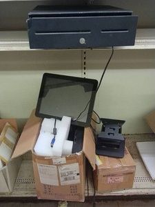 EASY SCAN - CASH DRAWER - HAND SCANNER - MONITOR - STAND WITH POWER SUPPLY
