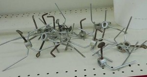 BUCKET OF STAINLESS STEEL ROTISSERIE SPIT FORKS