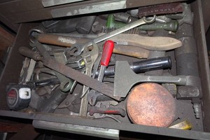 Contents of Drawer - Chisel, Adjustable Wrenches, Air Nibbler