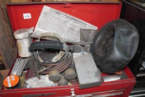 Contents of Top of Box - Hose, Regulator, Drill Bits