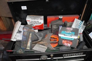 Contents of Top of Box - Chevy Hood Ornament, Fasteners, Hardware