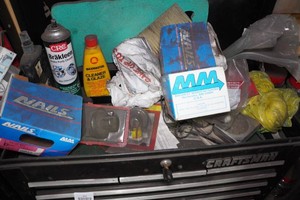 Contents of Top of Box - Chemicals, Hardware