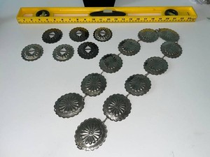 Vintage Western Concho Belt Components - Linked Belt & 6 Loose Conchos