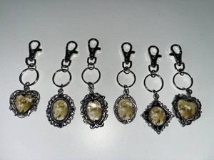 Vintage-Style Cameo Portrait Keychains (Lot of 6)