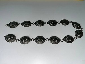 Western Silver-Tone Concho Belt With Ornamental Medallion