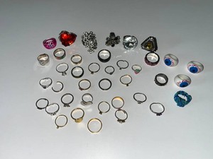 Large Lot of Assorted Costume Jewelry Rings & Novelty Pieces Mixed Lot