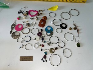Mixed Lot Singles Earrings and Assorted Hoops