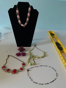VTG Costume Jewelry - Green Parure, Red Necklace & Floral Pieces