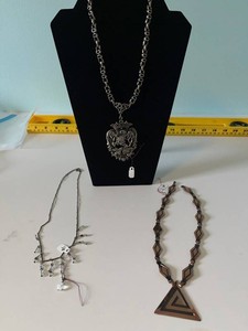 VTG Costume Jewelry Necklaces - Heraldic & Geometric Pendant Mixed Lot (3)