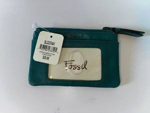 Leather Wallet - Fossil Sasha Embossed Coin Turquoise w Orig Tag