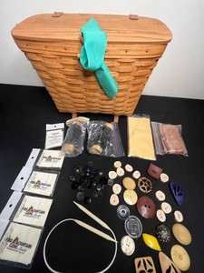 Woven Basket - Longaberger & Sewing Craft Supplies Mixed Lot