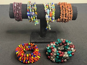 Beaded Bracelets - Millefiori Glass, Stone & Bell-Bead Mixed Lot