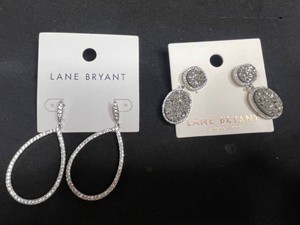 Earrings - Lane Bryant Rhinestone Drop & Teardrop Pairs (Lot of 2) w Orig Retail Tags