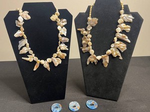 Costume Jewelry - Shell-Style Necklaces & Blue Pendants (Lot of 5)