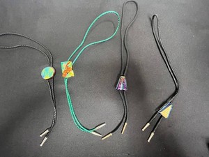 Bolo Ties - Iridescent Art Glass Pendants (Lot of 4)