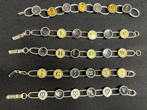 VTG Typewriter Key Bracelets - Assorted Designs (Lot of 5)