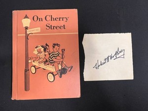 Hubert Humphrey Autograph (unauthenticated) & Vintage Childrens Book - on Cherry Street Ginn Basic Reader