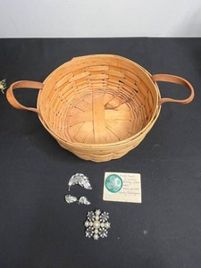 VTG Longaberger Basket & Costume Jewelry Inc Brooch w Matching Earrings