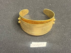 Cuff Bracelet - Vintage Emmons Textured Gold-Tone Open Cuff