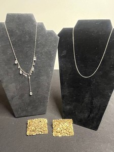VTG Costume Jewelry Inc .925 Necklaces & MUSI Floral Shoe Clips