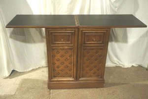 Vintage mid century wooden flip top dry bar and server cabinet