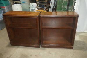 pair of wooden bookshelves (each are 30x 12x 33)
