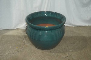 Glazed turquoise Terracotta planter 22 diameter by 17 tall