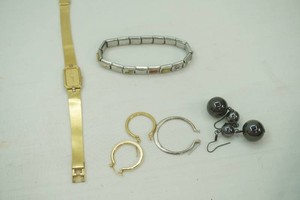 Seiko Lassalle Quartz Watch (model 8420-7449) Stainless Steel Nomination Charm Bracelet Earrings
