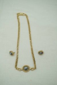 Vintage Louis Feraud Paris gold toned chain necklace with hematite centerpieces